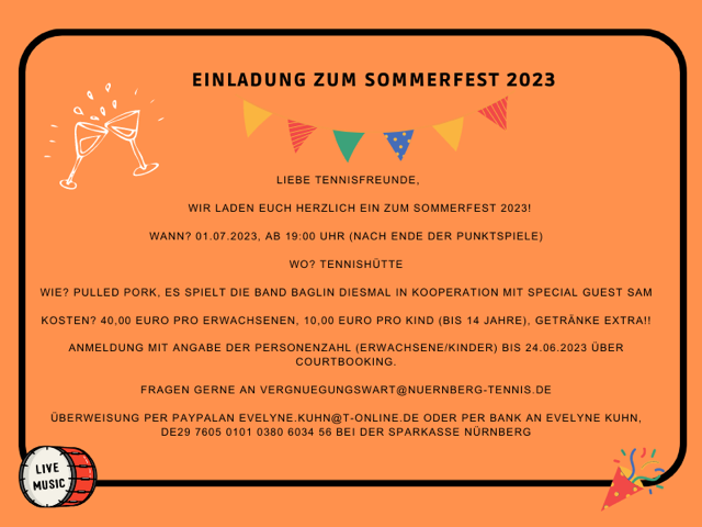 Einladung zur Saisonabschlussfeier am 1 July