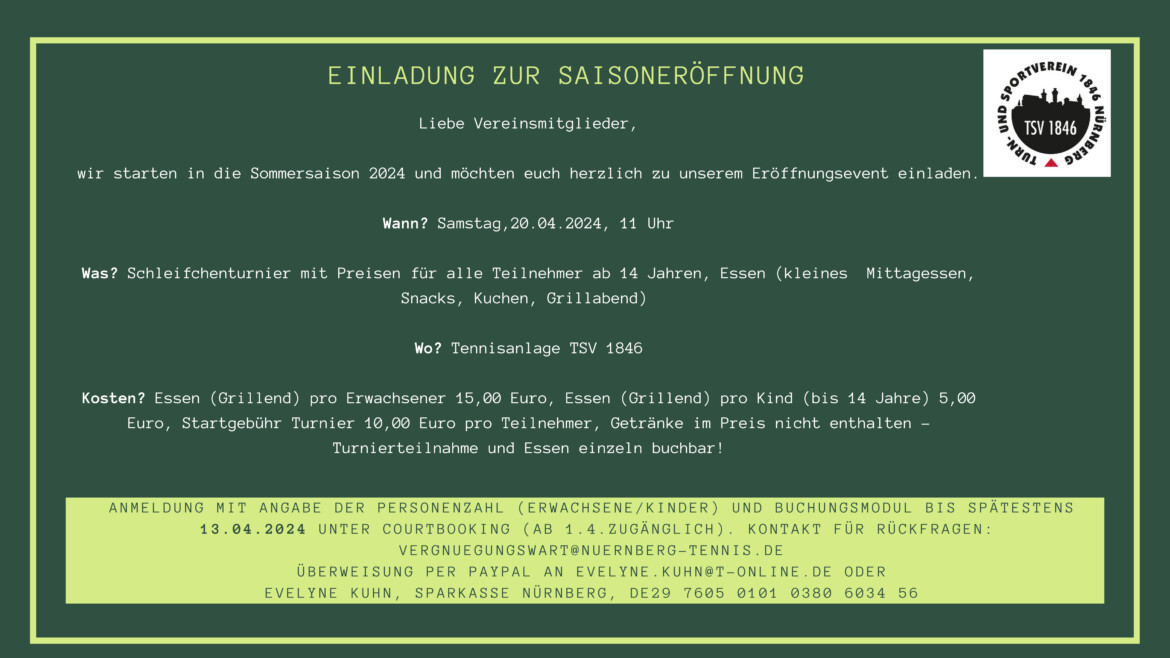 Einladung zur Saisoneröffnung 2024