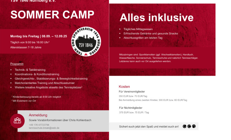 Tenniscamp Sommer